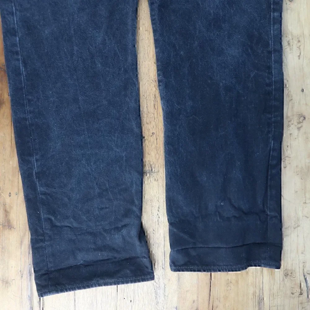 LEVI'S 501 BUTTON FLY BLACK DENIM JEANS SIZE W42 L32